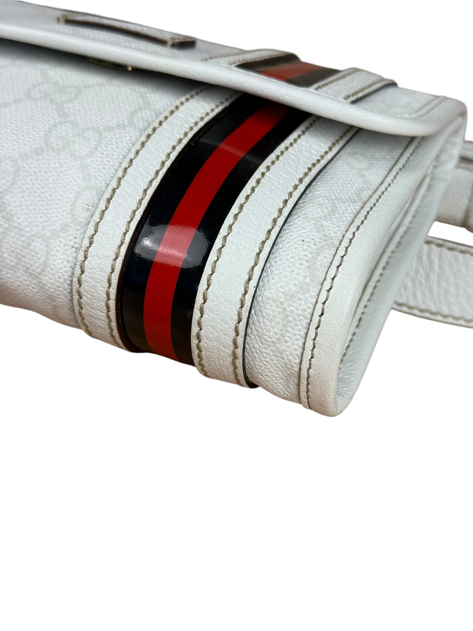 Gucci GG White Coated Canvas Sherry Line Belt Bag