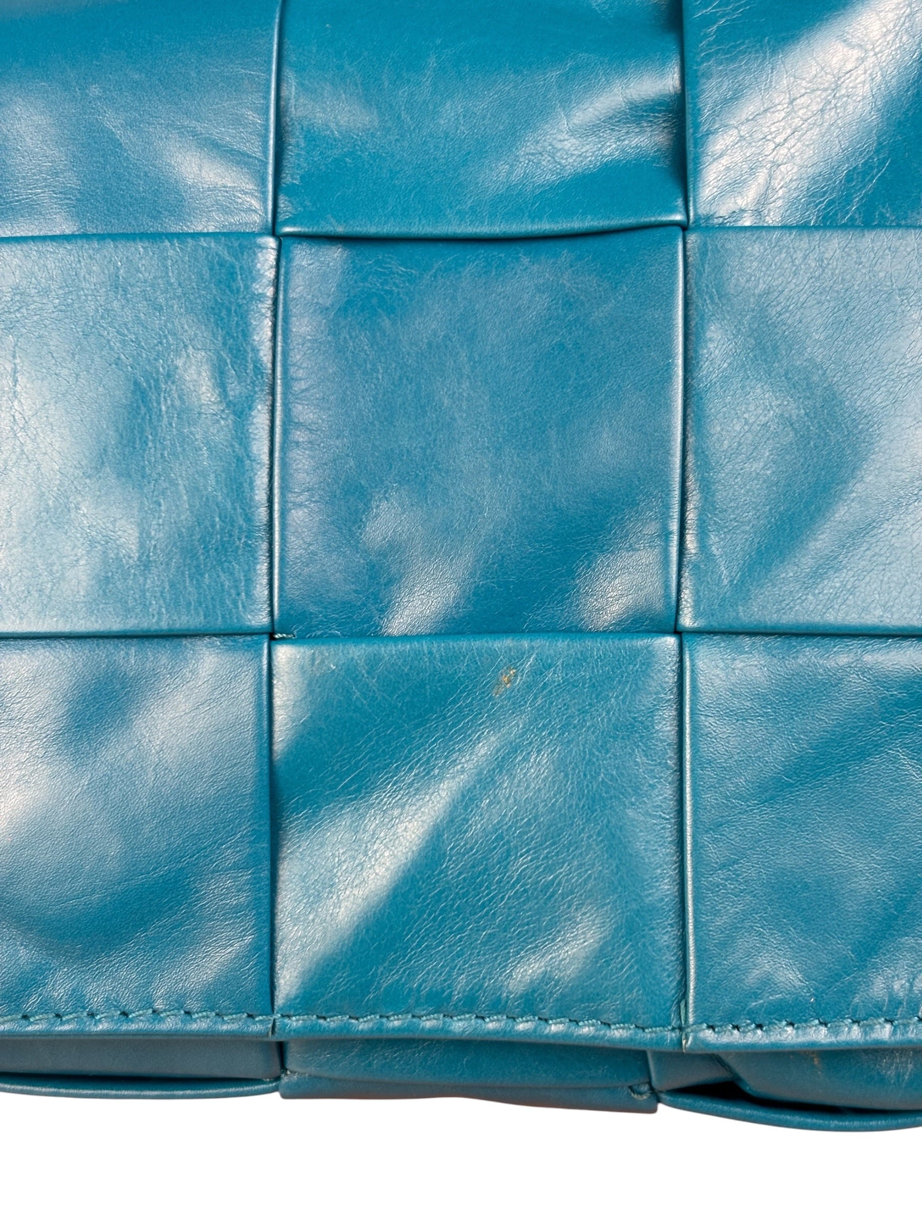 Bottega Veneta Cyan Leather Cassete Bag