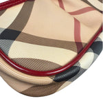 Burberry Red Patent Leather Trim Super Nova Check Pochette