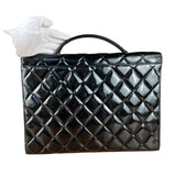 Chanel CC Black Patent Quilted Flap Briefcase Handbag '95