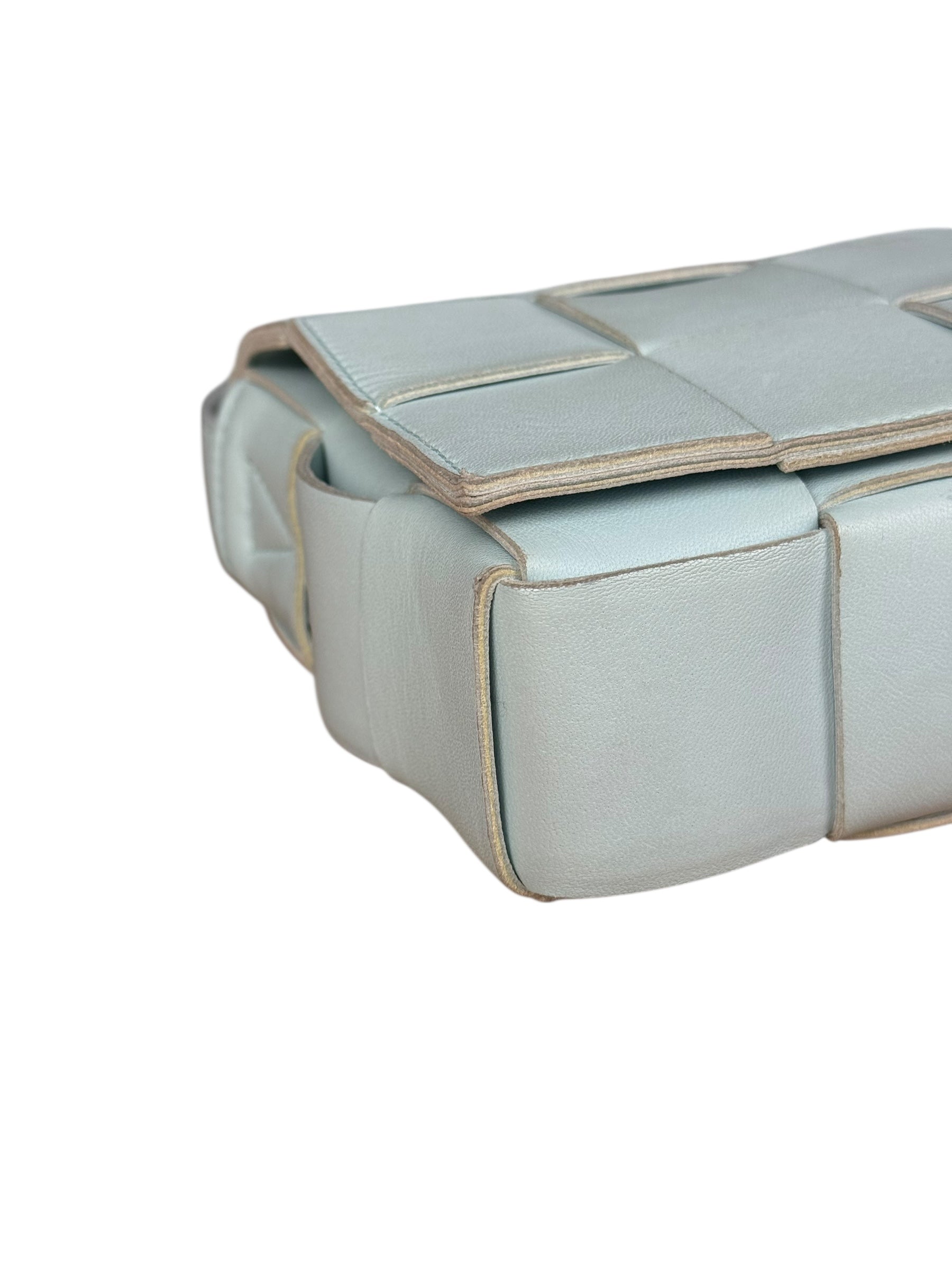 Bottega Veneta Intrecciato Leather Casette Crossbody Blue