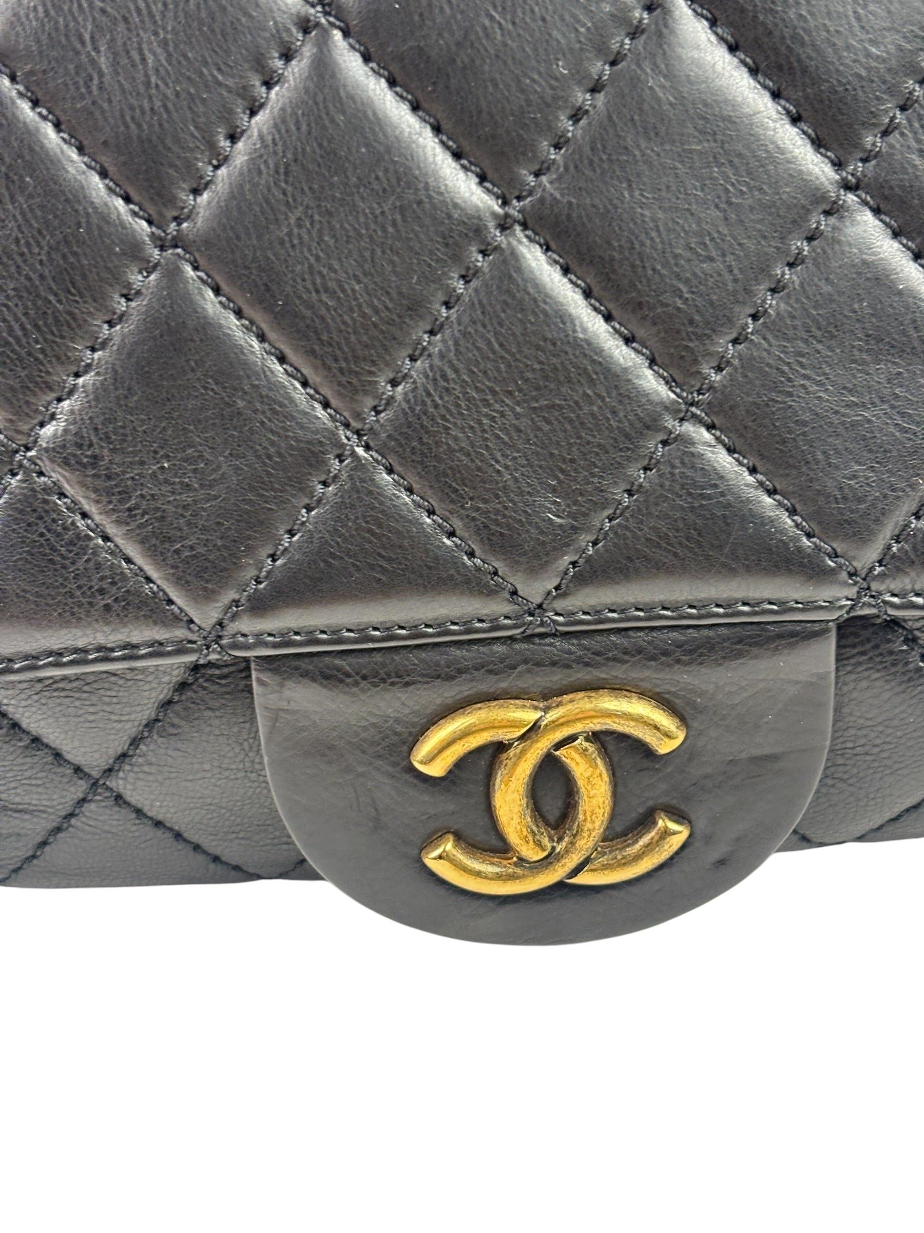 Chanel Vintage Black Quilted Lambskin Shoulder Bag 2010