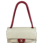 Chanel Beige Perforated Leather CC Flap Bag 2001