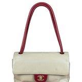 Chanel Beige Perforated Leather CC Flap Bag 2001