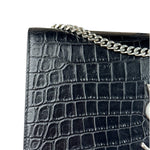 Yves Saint Laurent Black Croc-Embossed Calfskin Kate Tassel Shoulder Bag