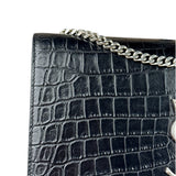 Yves Saint Laurent Black Croc-Embossed Calfskin Kate Tassel Shoulder Bag