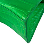 Balenciaga Fluo Green Crocodile Embossed Hourglass XS Two-Way Bag