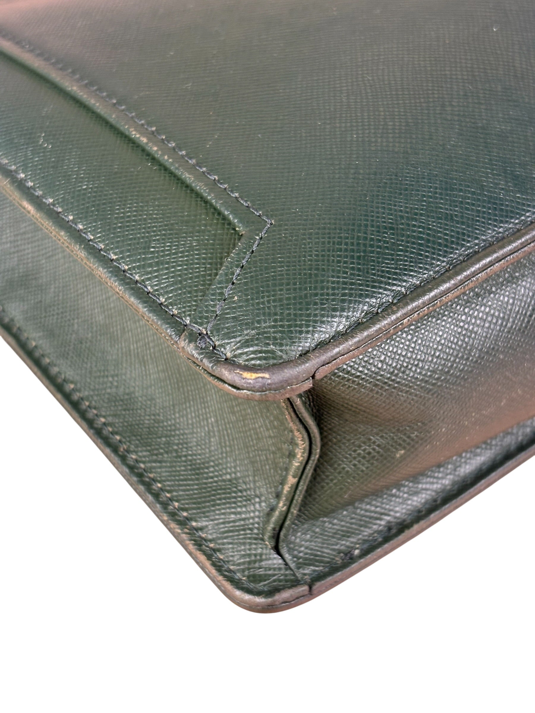 Burberry Dark Green Saffiano Leather Clutch
