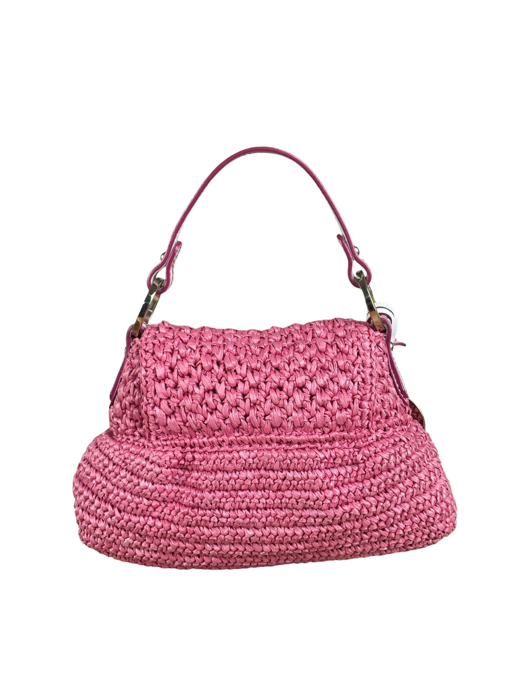 Fendi Pink Raffia Mini Chef Bag