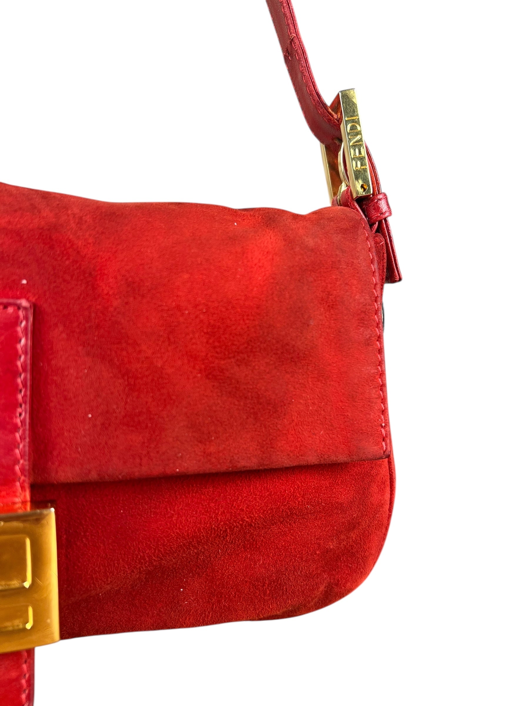 Fendi Baguette Red Suede