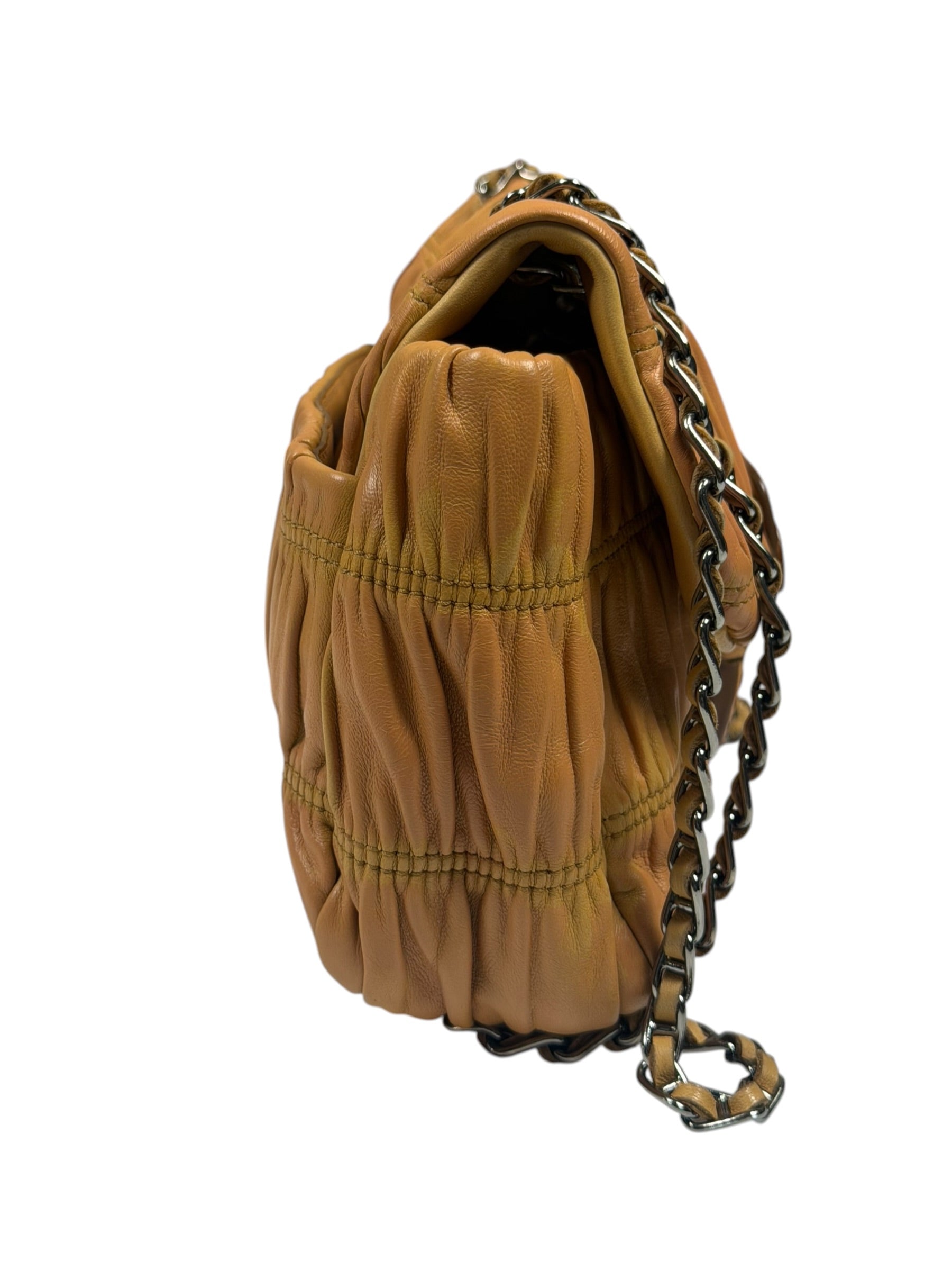 Prada Vintage Brown Nappa Leather Gaufre Shoulder Bag