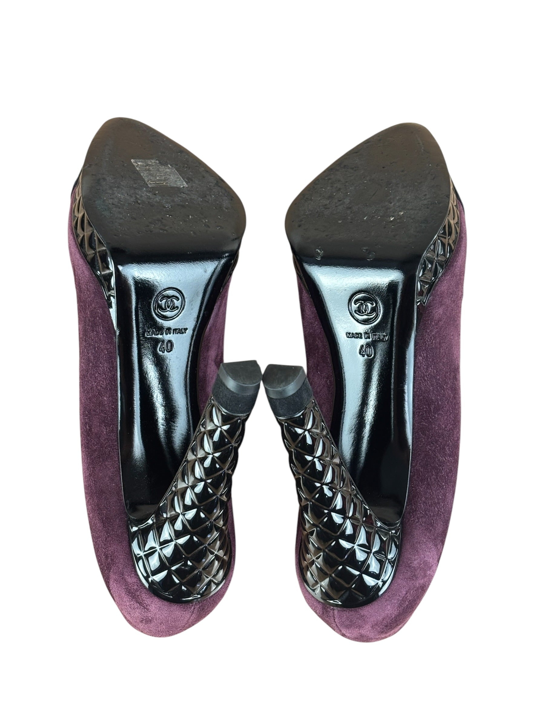 Chanel Two-Tone Suede Cap-Toe Platform Pumps