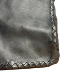Bottega Veneta Black Intrecciato Leather Flap Messenger Bag