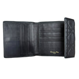 Christian Dior Black Leather Quilted Compact Wallet