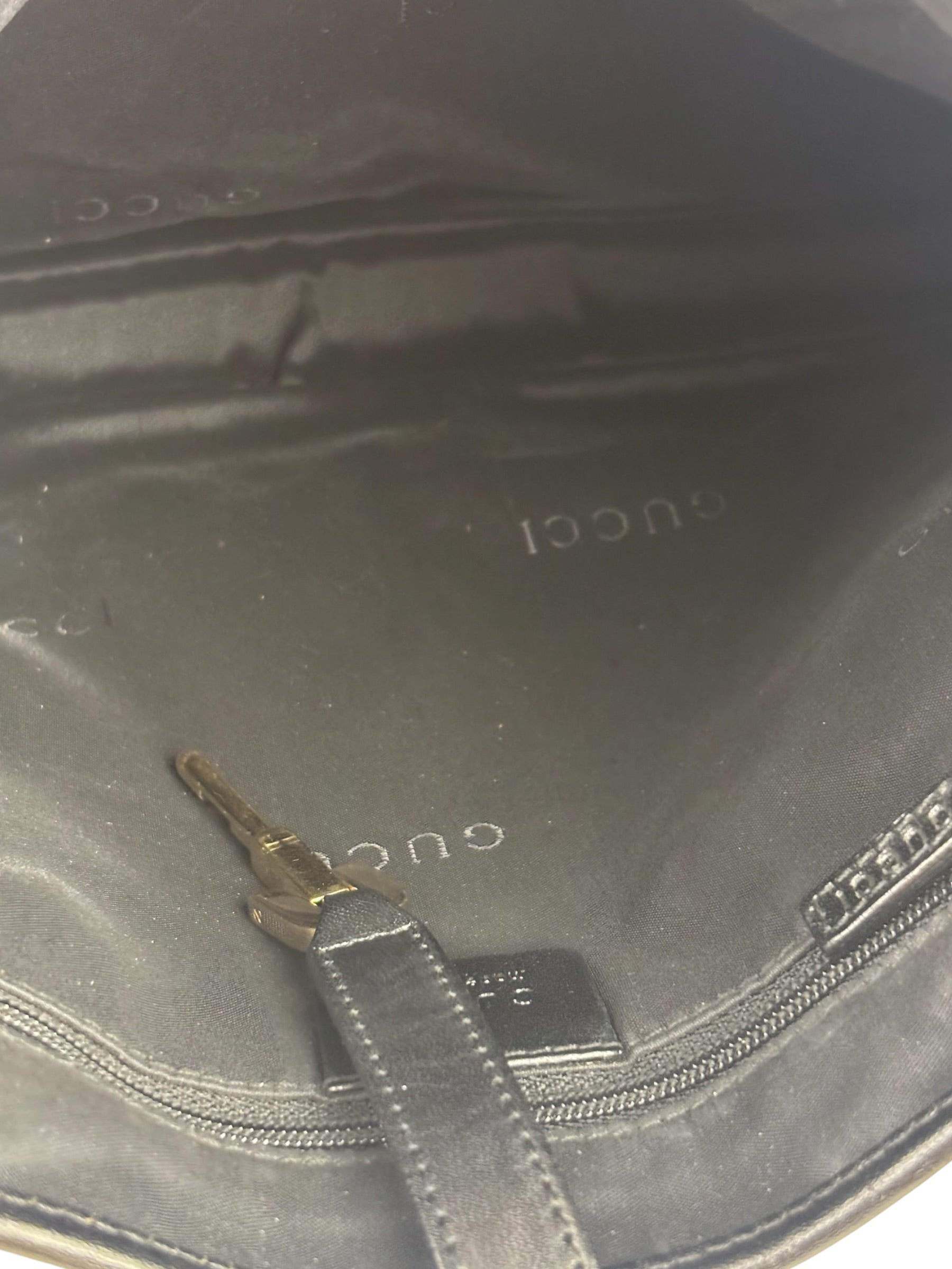 Gucci Black/Grey Leather Trim Jackie Hobo Bag