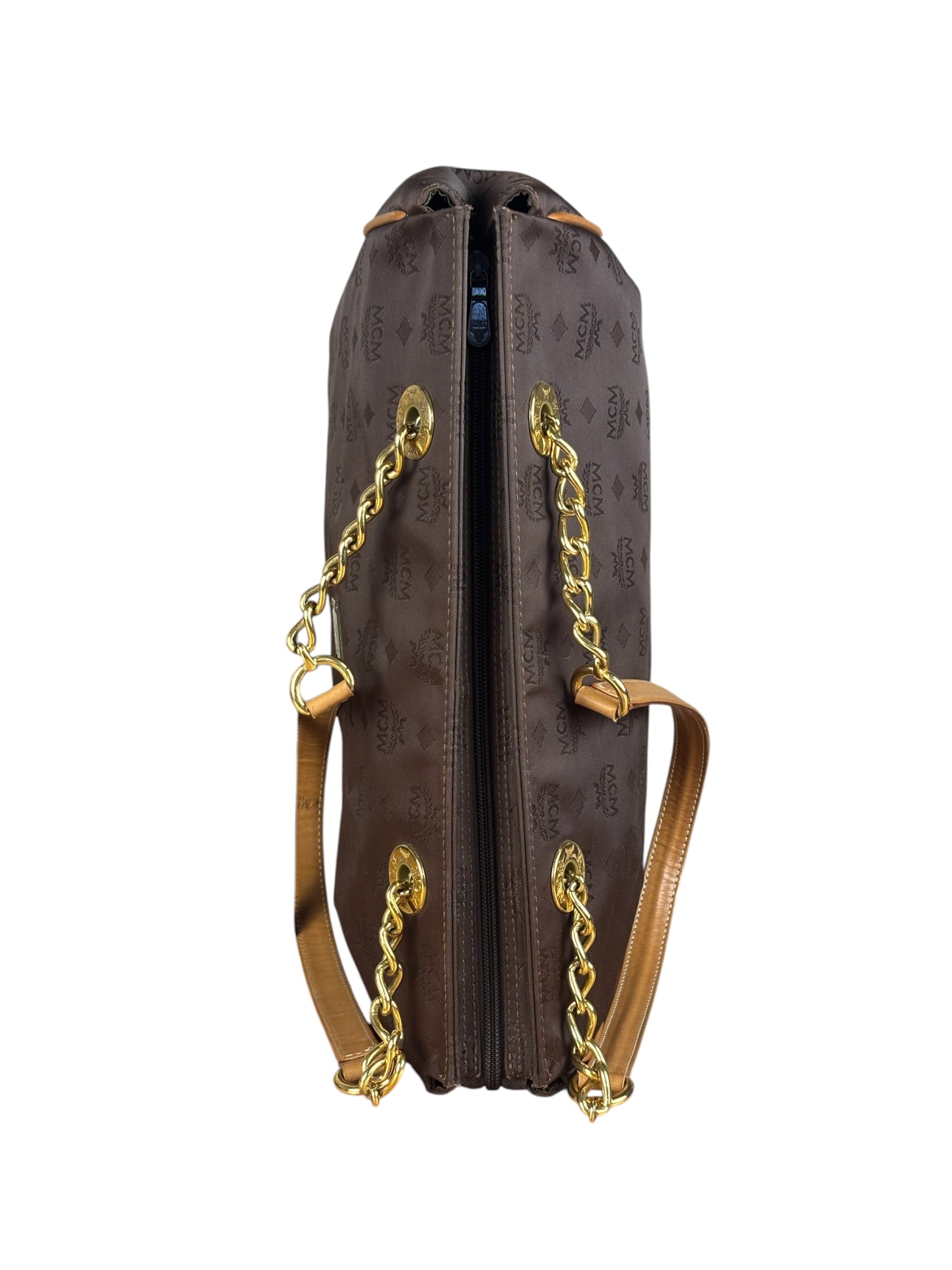 MCM Brown Nylon/Leather Visetos Monogram Shoulder/Tote Bag