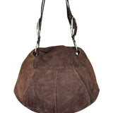 Yves Saint Laurent Brown Suede/Leather Trim Naja Rose Petal Hobo Bag