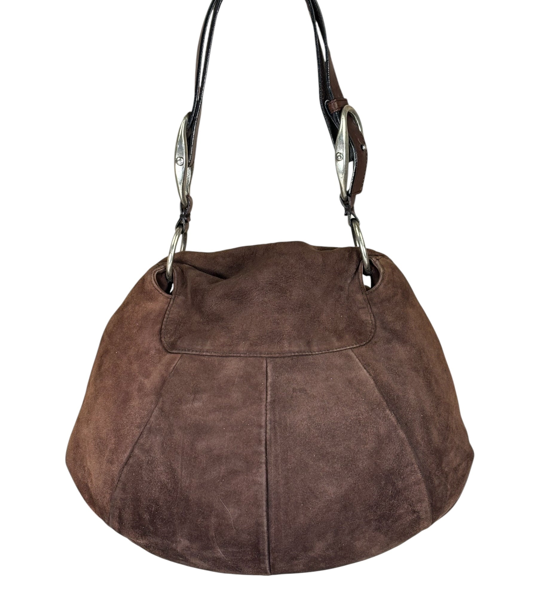 Yves Saint Laurent Brown Suede/Leather Trim Naja Rose Petal Hobo Bag
