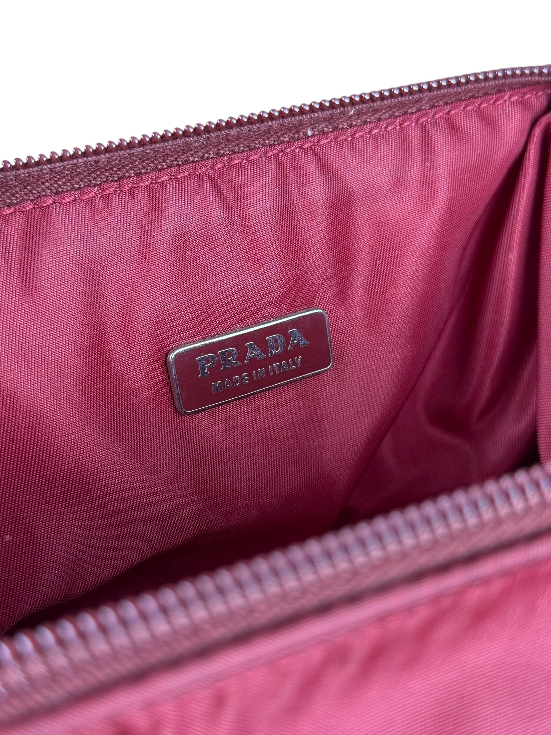 Prada Red Nylon Cosmetic Clutch