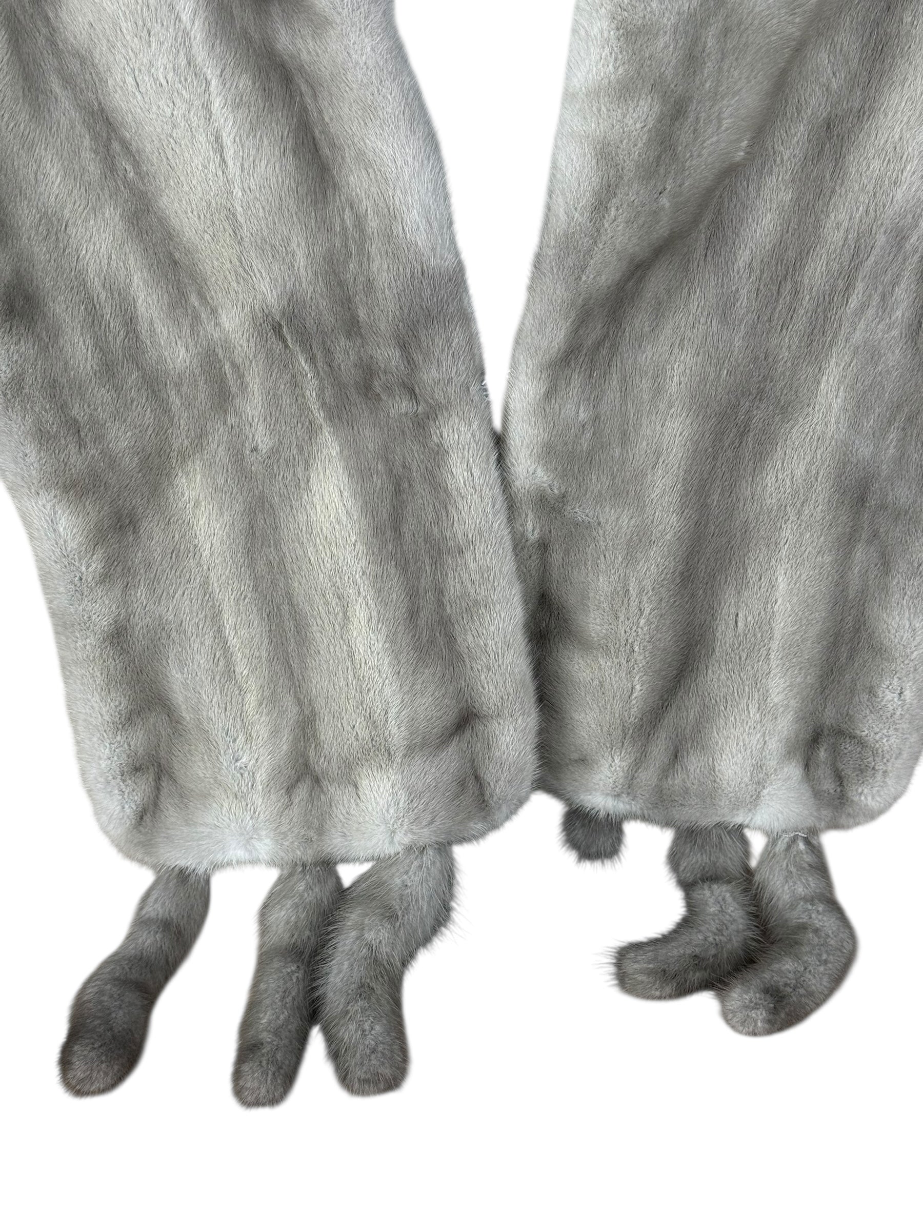 Saga Mink Vintage Grey Fur Tailed Shawl