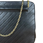 Chanel Vintage Black Chevron Leather Chain Bag