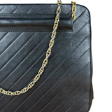 Chanel Vintage Black Chevron Leather Chain Bag