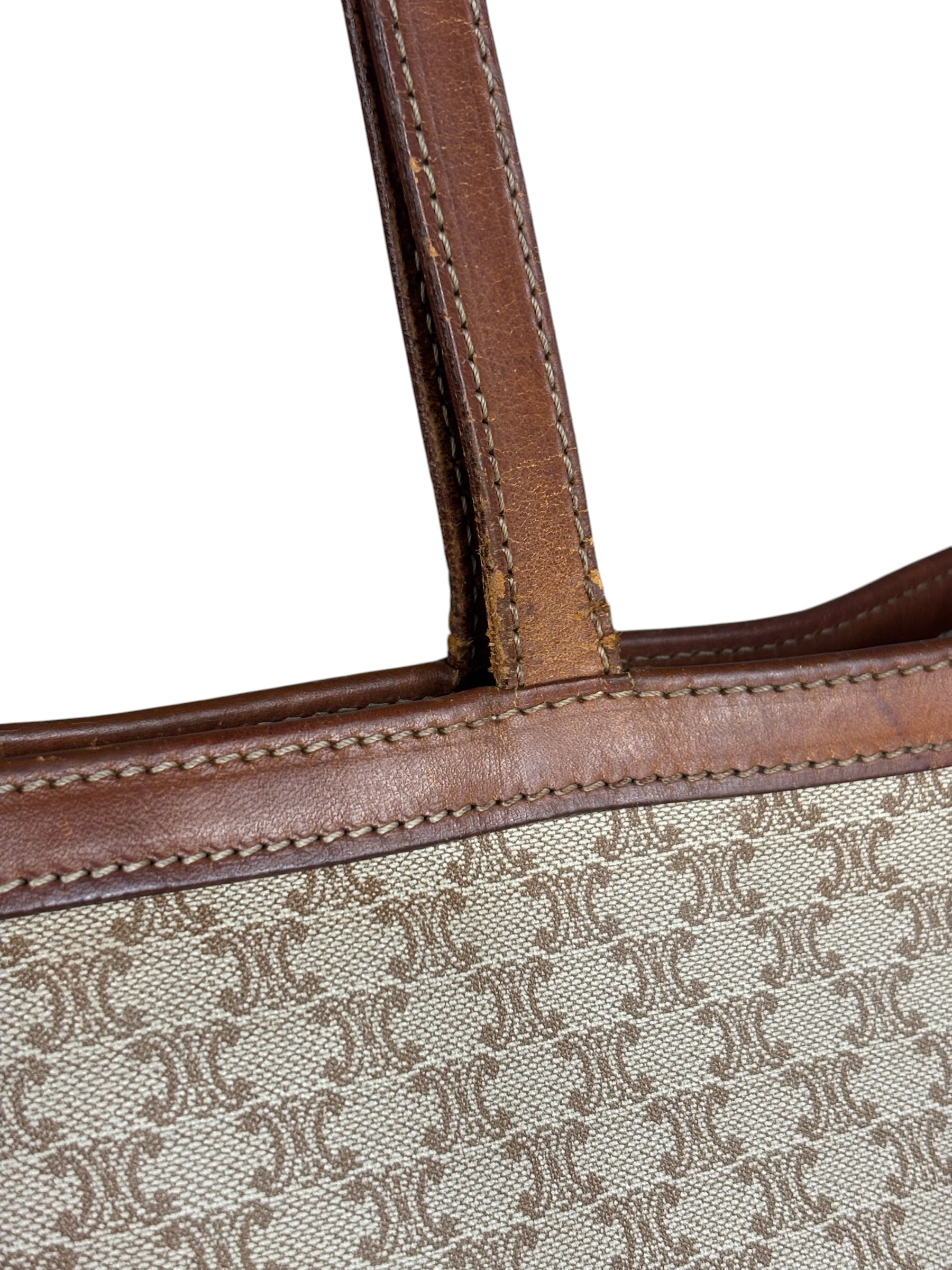 Celine Vintage Coated Canvas Macadam Shoulder Tote