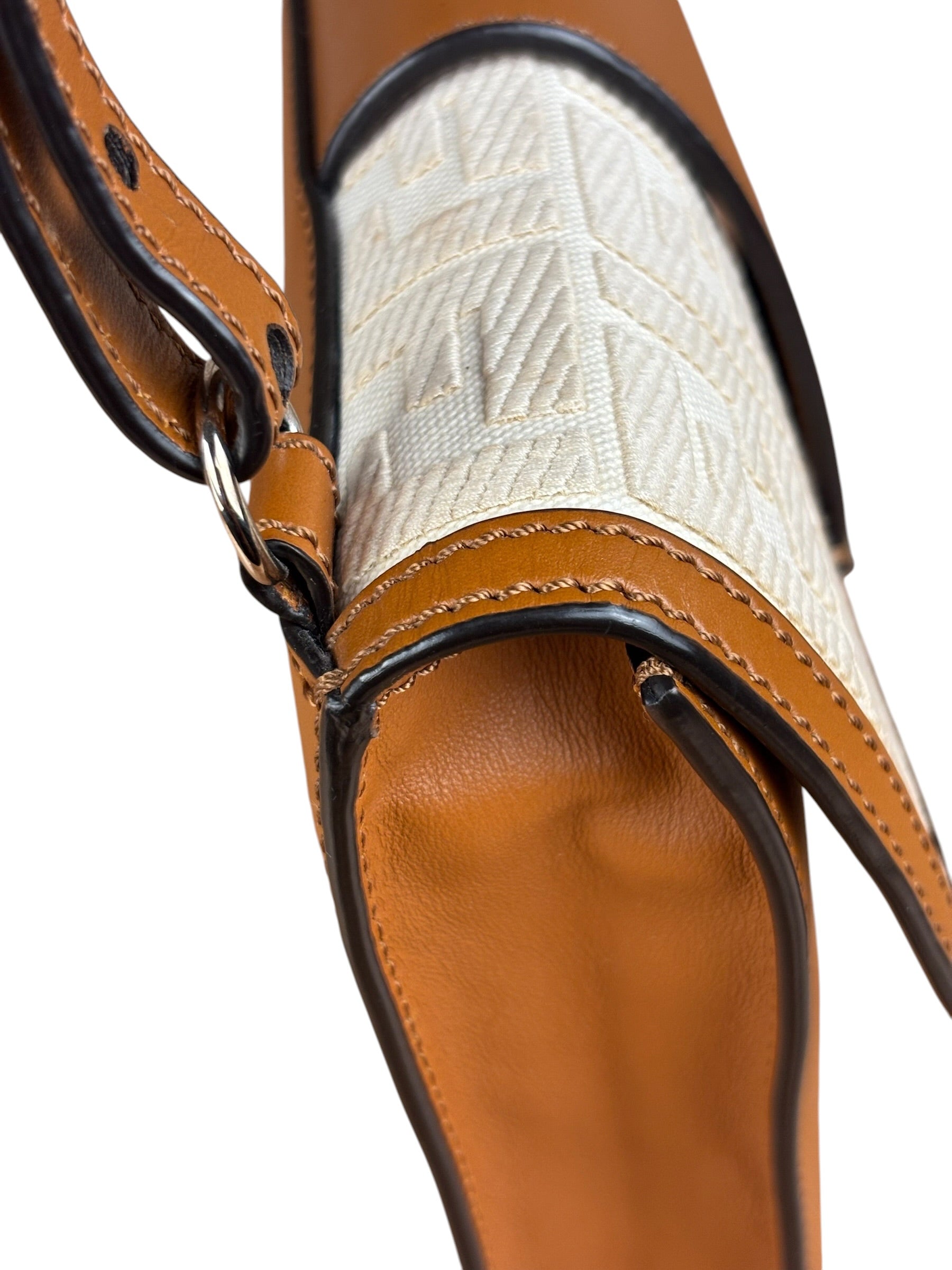 Fendi Brown/Cream Leather Jacquard FF Zucca Baguette