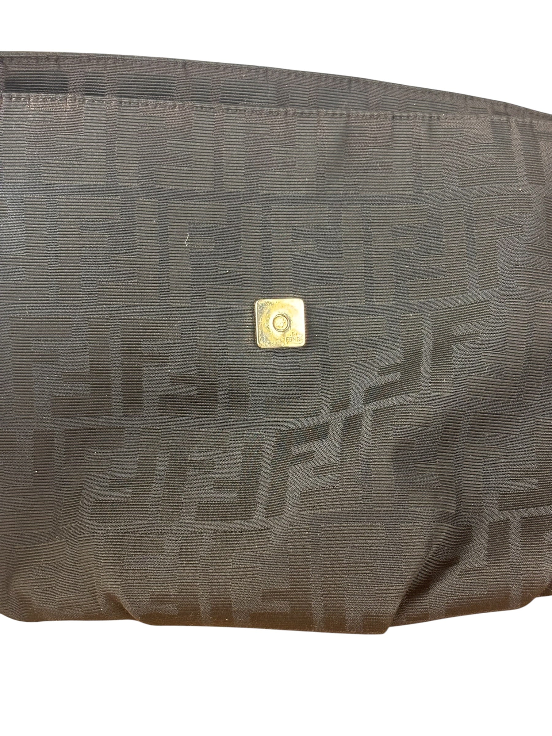 Fendi Black Zucca Canvas Monogram Mia Flap Shoulder Bag