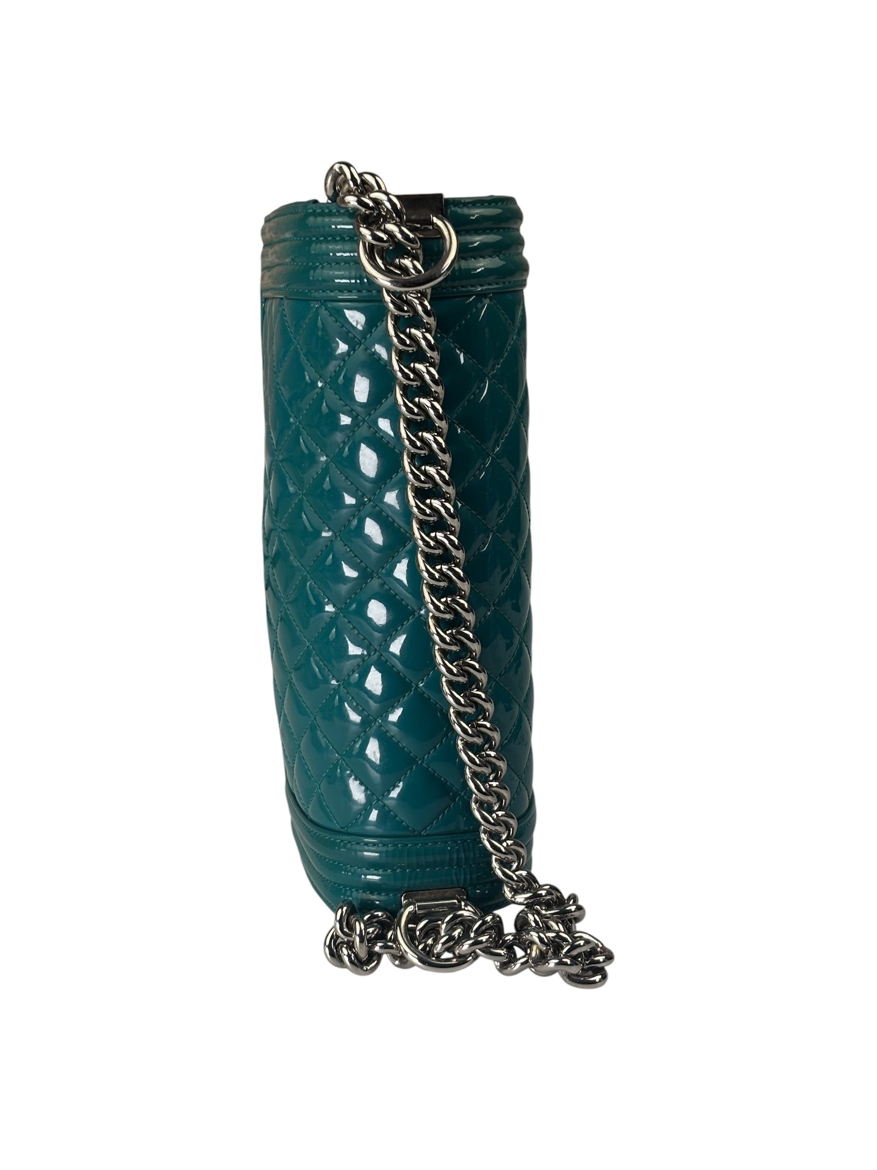 Chanel Teal Quilted Patent Leather Boy Flap Bag 2014