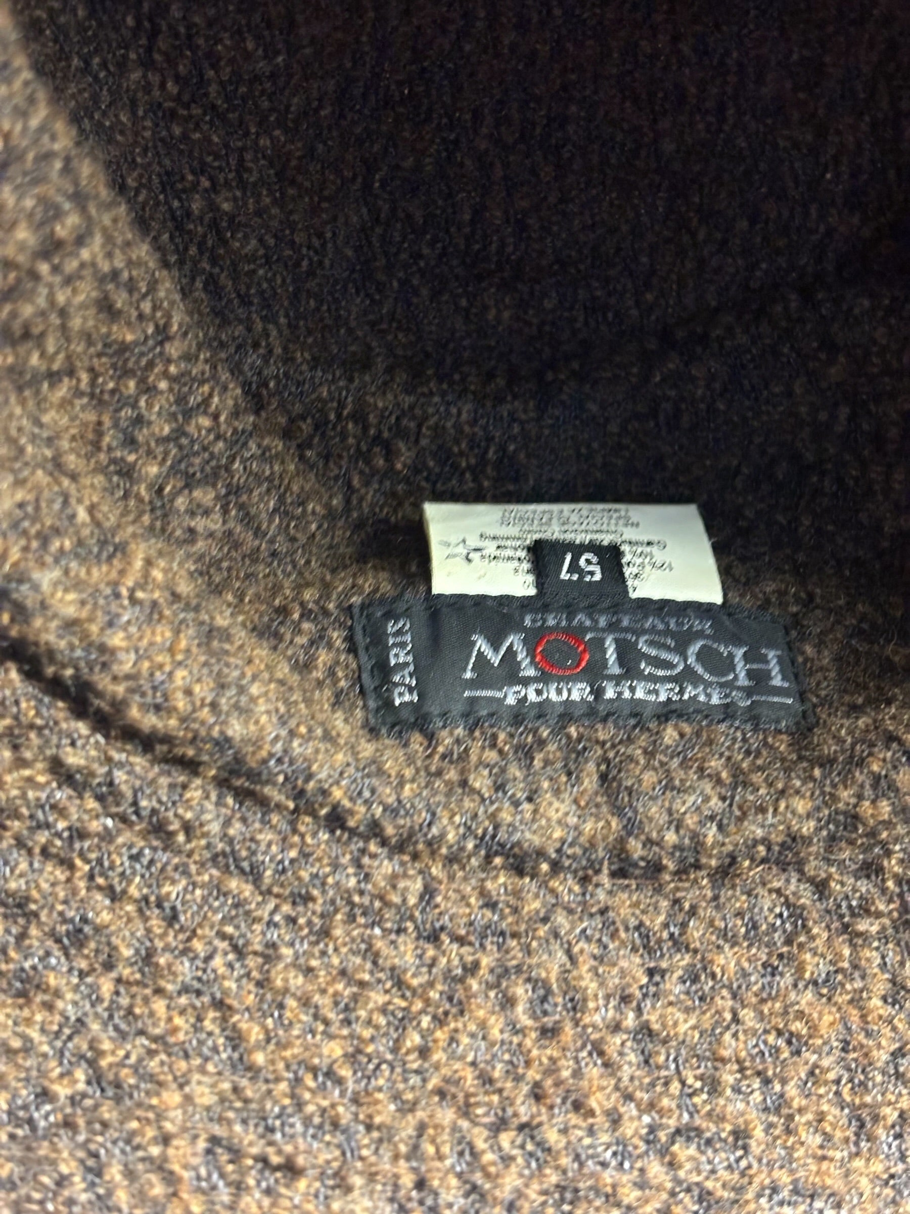 Hermes Vintage Brown Leather-Trimmed Motsch Bucket Hat