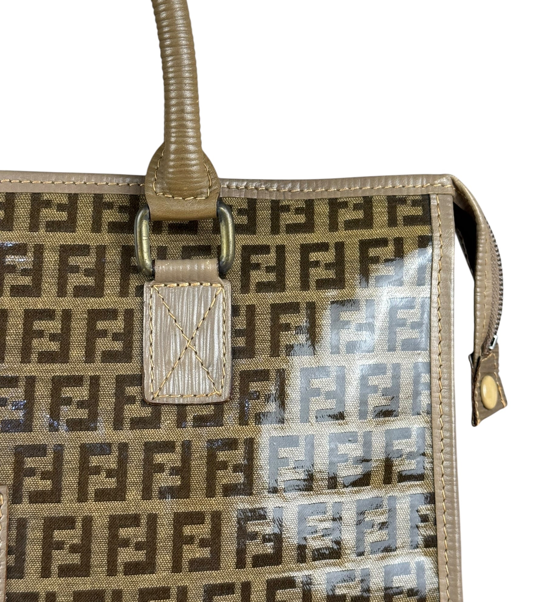 Fendi Vintage FF Coated Canvas Square Zip Tote