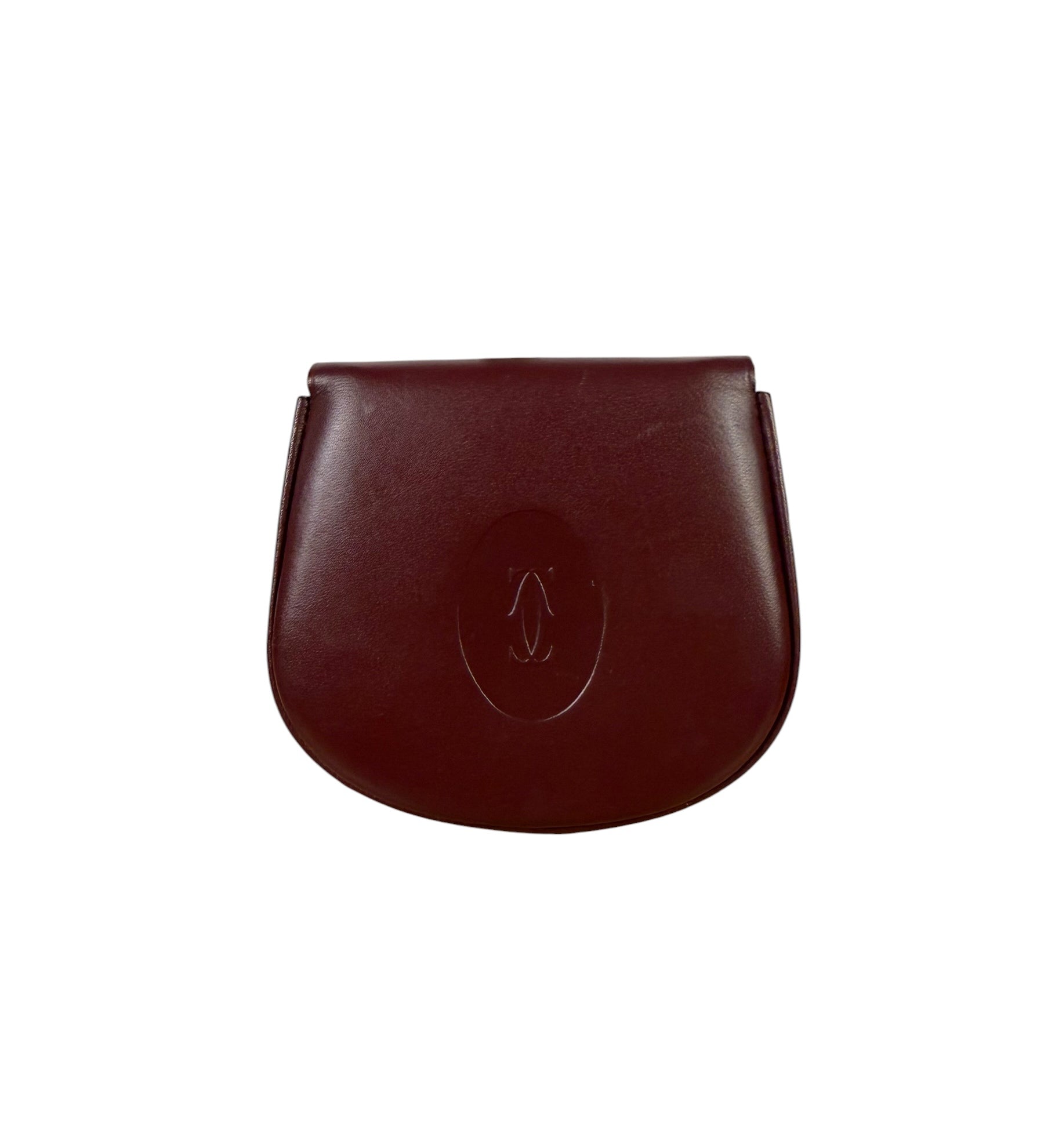 Cartier Vintage Burgundy Leather Half Circle Coin Case