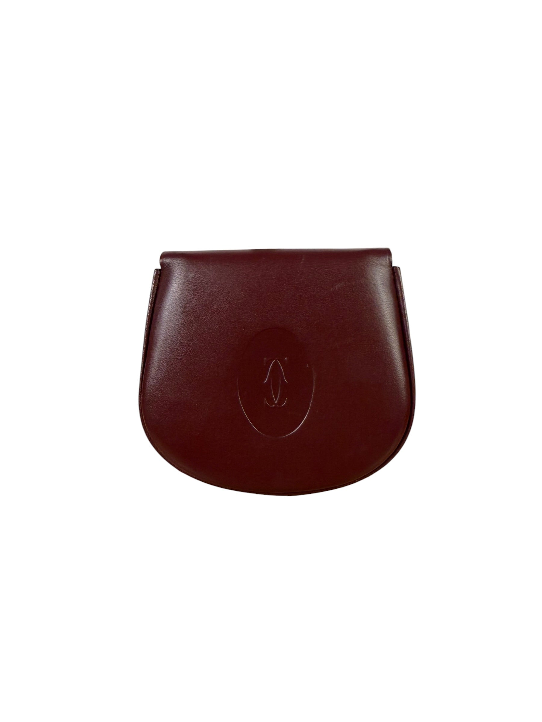 Cartier Vintage Burgundy Leather Half Circle Coin Case