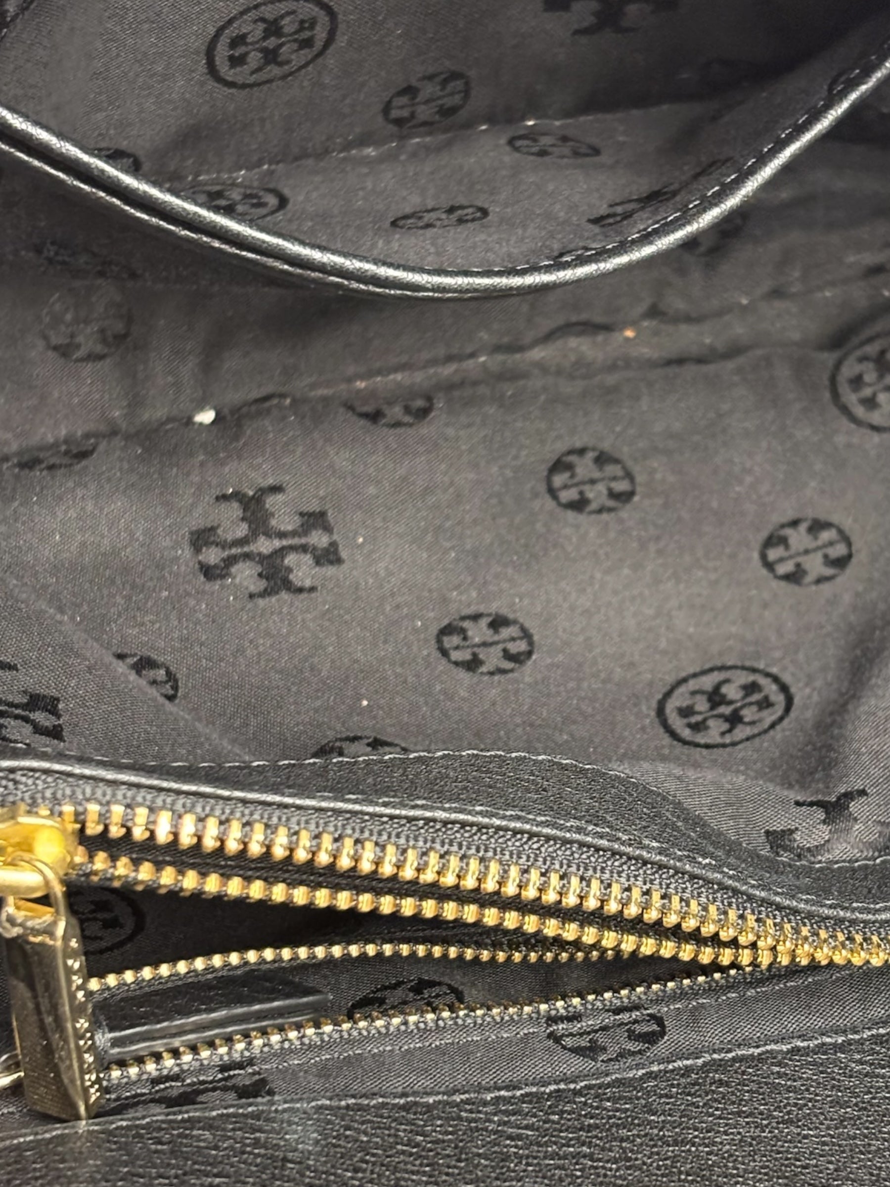 Tory Burch Black Marion Whipstitch Flap Shoulder Bag