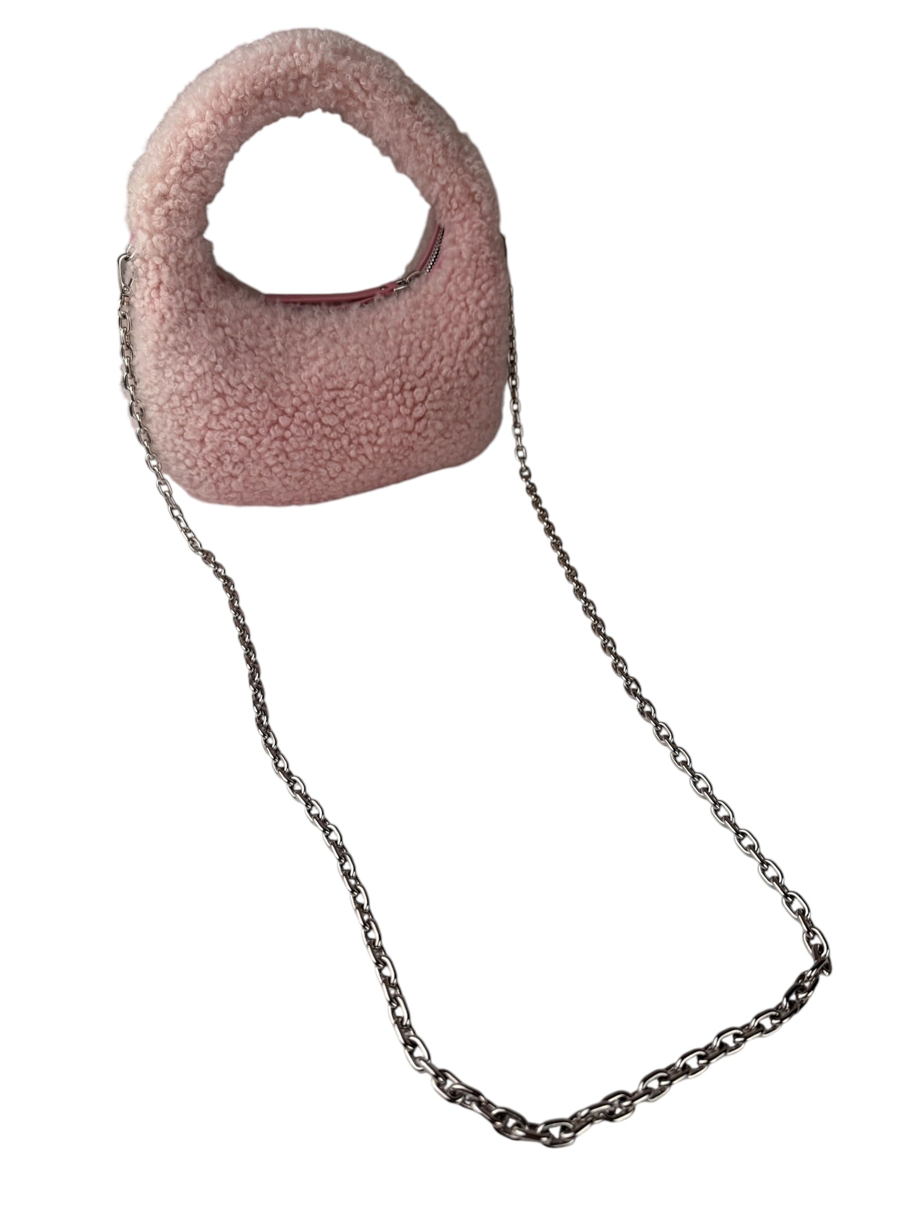 Miu Miu Pink Wool Teddy Two-Way Hobo Bag