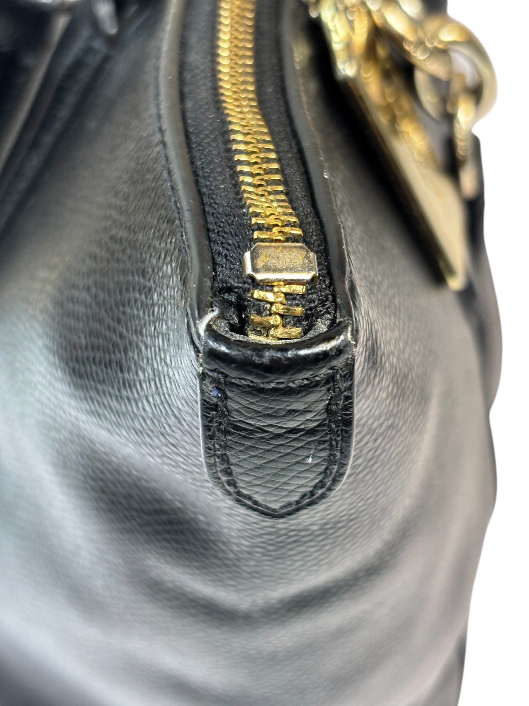 Coach Black Pebbled Leather Ava Zip Tote