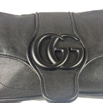 Gucci Black Leather Aphrodite GG Emblem Flap Bag