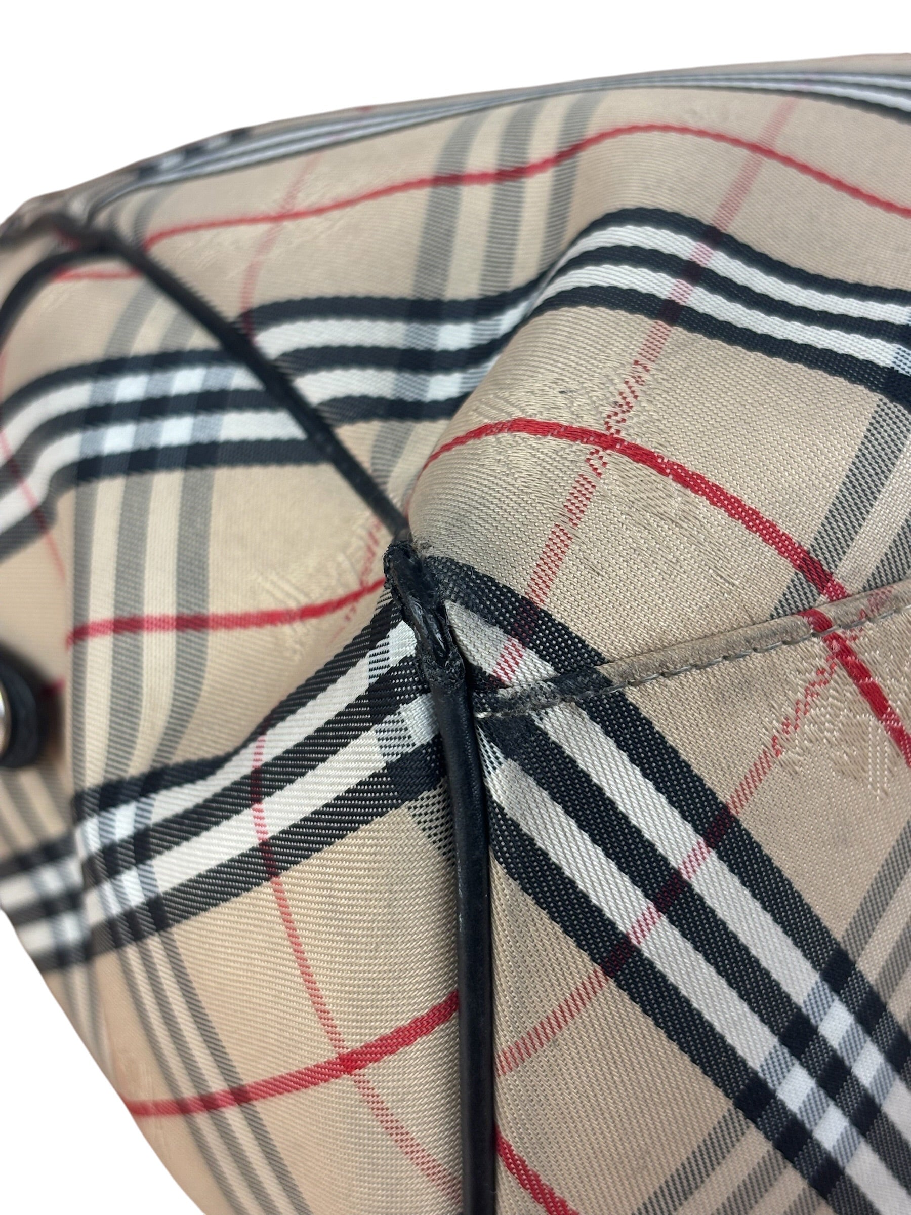Burberry Vintage Blue Label Nova Check Multi-Pocket Nylon Tote Bag
