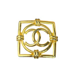 Chanel Vintage Gold-Plated Square CC Logo Brooch