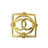 Chanel Vintage Gold-Plated Square CC Logo Brooch