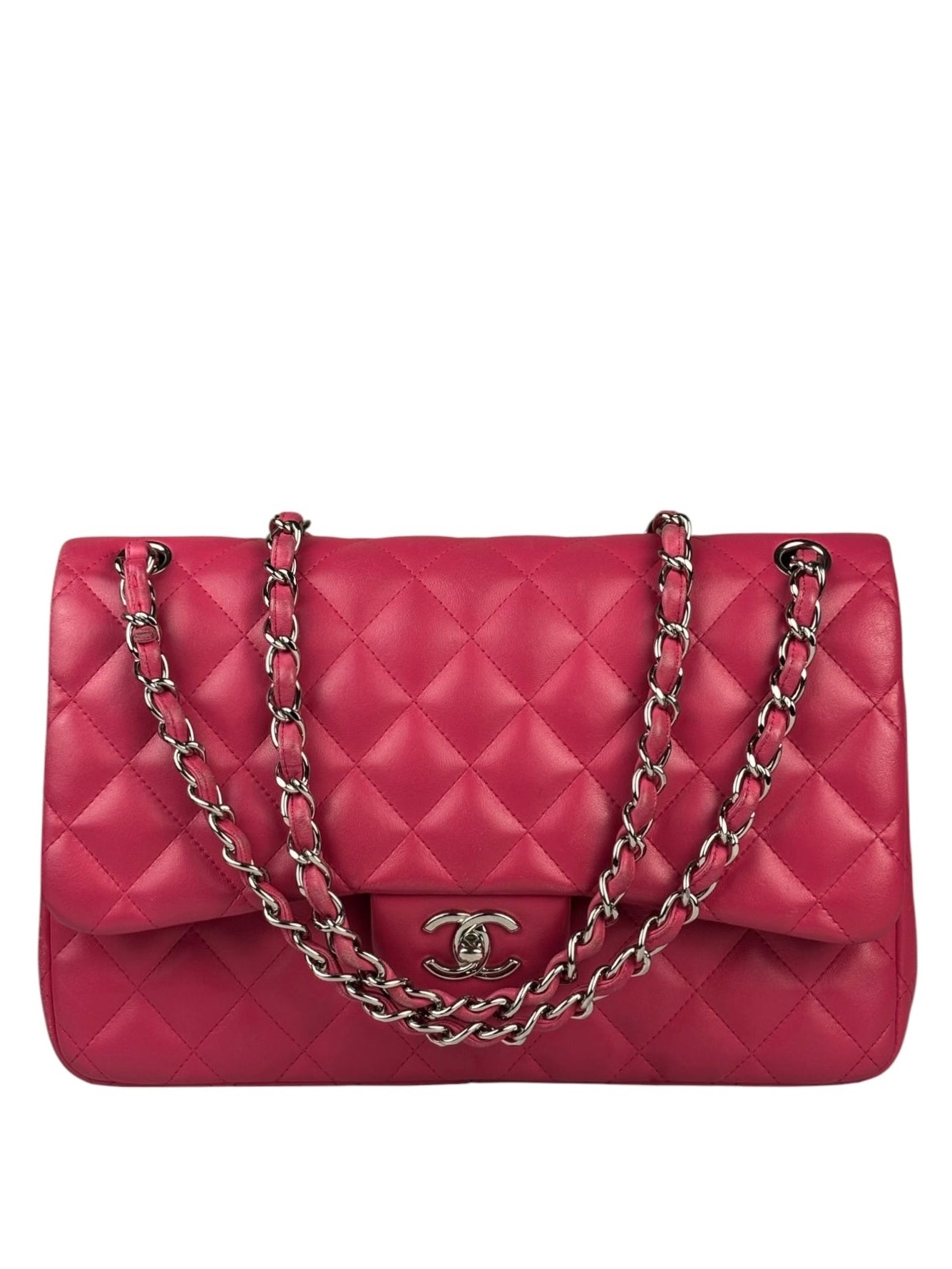 Chanel Pink Quilted Lambskin Jumbo Double Flap Bag 2014