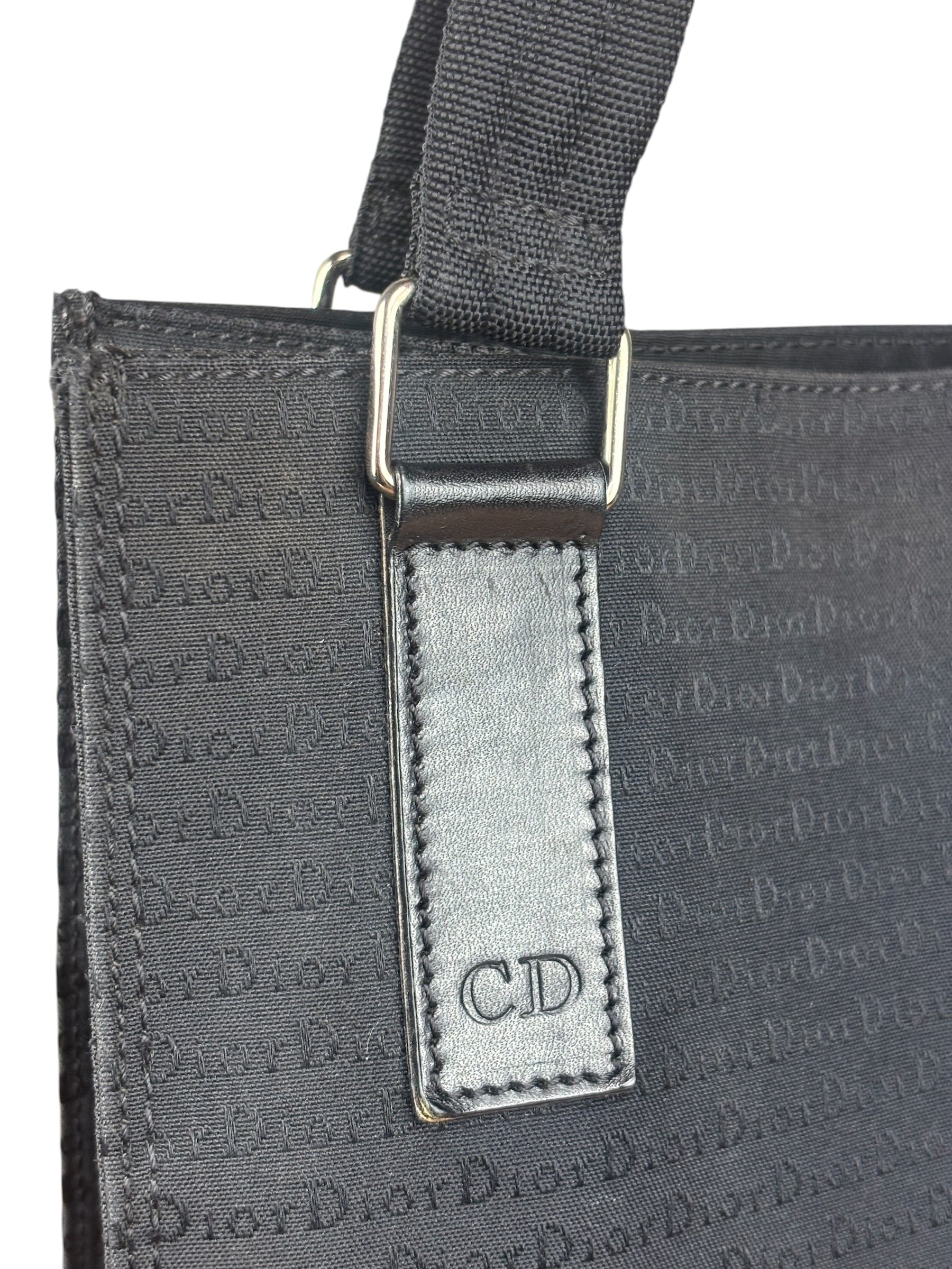 Christian Dior Vintage Black Logo Print Canvas Tote