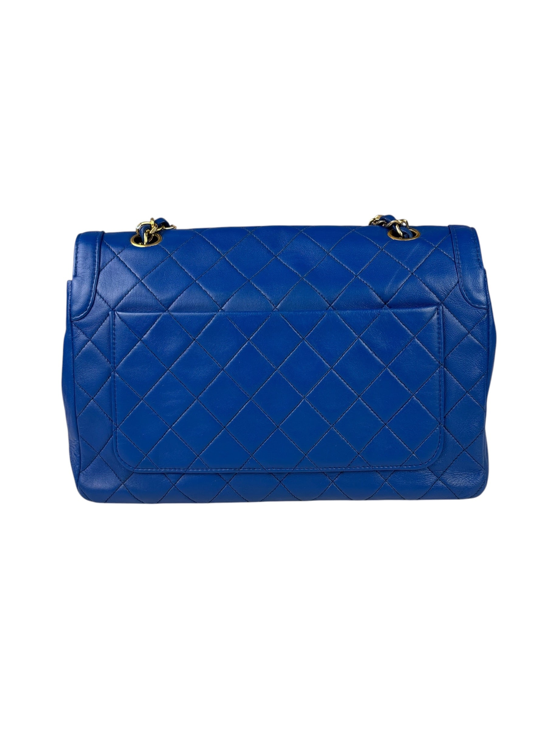 Chanel Vintage Blue Lambskin Flap Bag 1989
