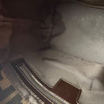 Fendi Brown Leather Trim Zucca Hobo Baguette