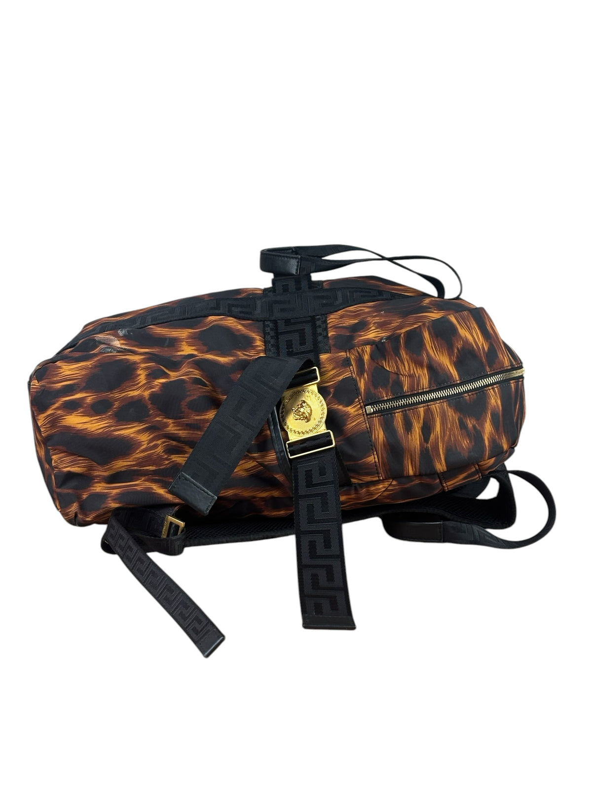 Versace Colorblock Tiger Print Medusa Head Travel Backpack