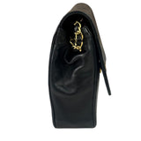 Chanel Vintage Black Leather Timeless Diagonal Stitch Flap Bag 1986