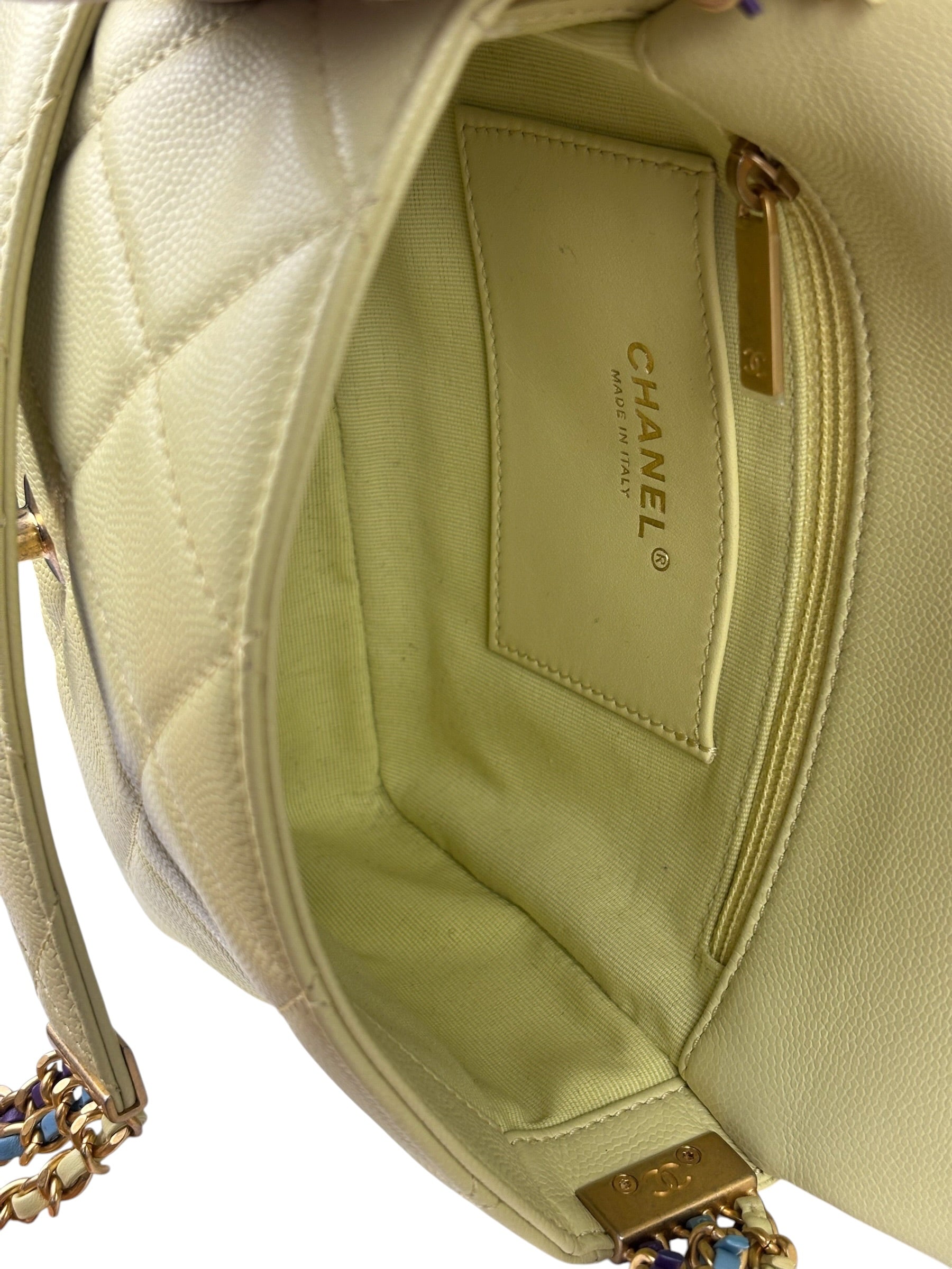 Chanel Yellow Caviar Leather Mini Flap Bag
