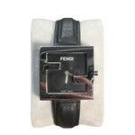 Fendi FF Black Dial Black Leather Strap