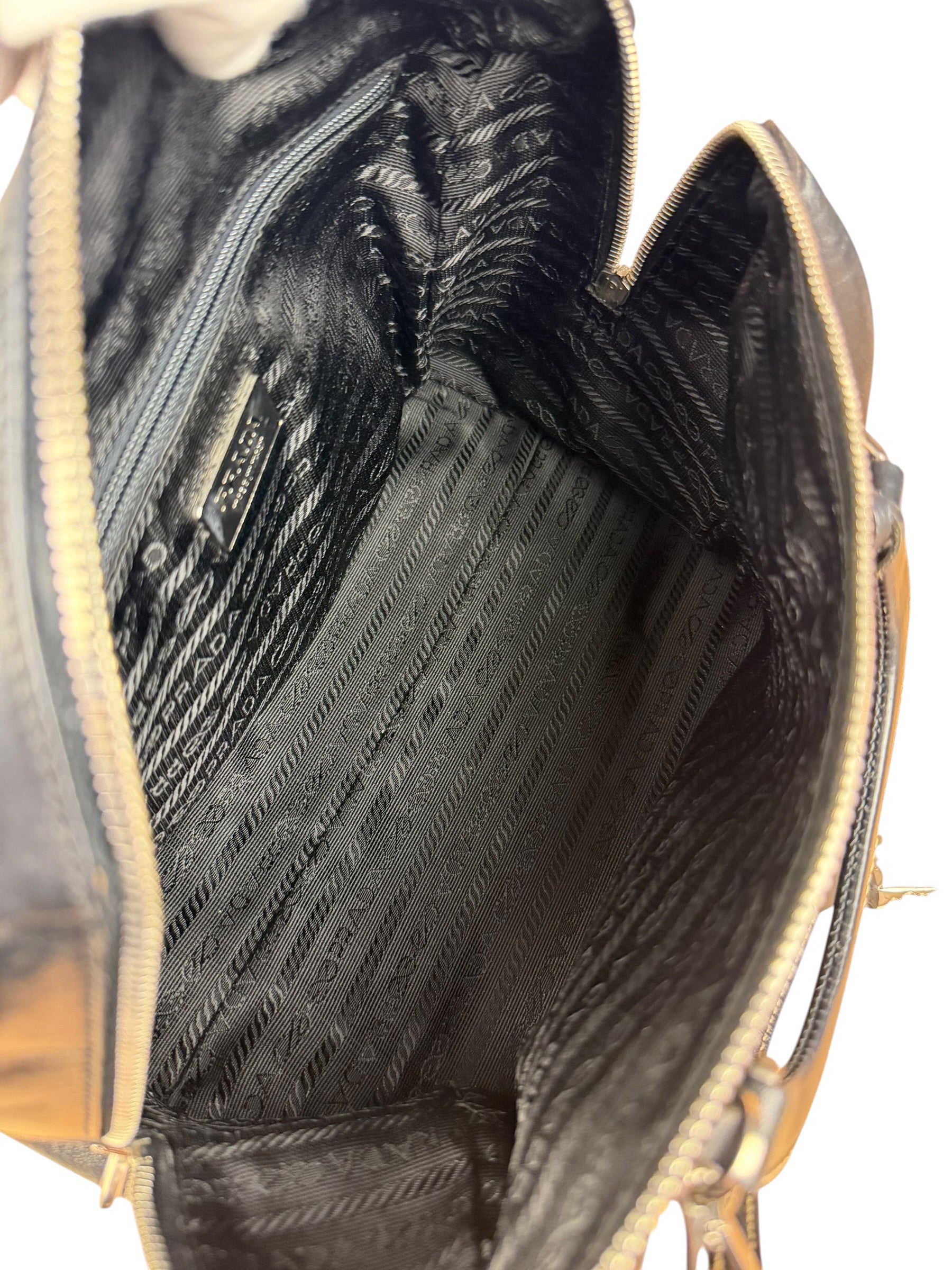 Prada Vintage Black Leather Mini Boston Bag